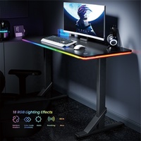 GMD11-KP01 de bureau de jeu d'éclairage RVB robuste réglable en hauteur grande table de jeu pour ordinateur PC noir