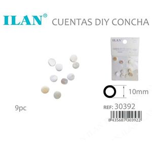 Cuentas de concha Ilan de 10 mm, redondas, de color natural, para manualidades, fabricación de joyas, 9 piezas - Product Image 3