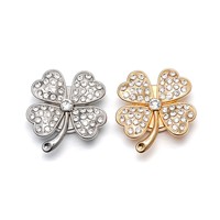 Cubrebotones Xuya, Nuevo Estilo, con Incrustaciones de Diamantes, Trébol de Cuatro Hojas, Metal, Tipo Broche, Elegante y de Alta Gama