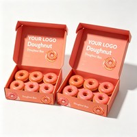Cajas de Papel para Donuts con Logotipo Personalizado, Material Reciclable, Venta al por Mayor, Empaque Reciclable para Galletas, Caja para Llevar Donuts para Tiendas