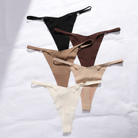 JOGOGO Vente en gros Personnalisation ODM/OEM Tangas et strings en soie glacée, coupe haute, respirants, sans couture, taille basse, avec anneau décoratif