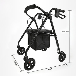 <b>Walker</b> <b>Rollator</b> 62cm Carbon Steel Lightweight With Brakes And Storage Basket For Elderly Mobility Aid - Product Image 1