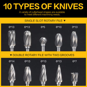 HUHAO 10 stuks 3mm schacht hardmetaal frees enkelvoudige snede roterende frees wolfraamcarbide roterende frees elektrische slijpboor - Product Image 4