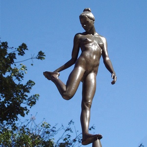 Statue de danseur debout minimaliste Art Déco en bronze pour jardin - Product Image 2