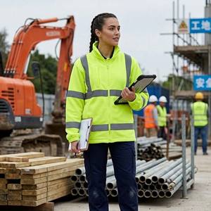 Veste de sécurité réfléchissante en polaire haute visibilité pour les travailleurs de la construction en hiver, travaux routiers par temps froid en extérieur, avec logo personnalisé - Product Image 6