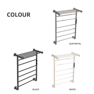 Sèche-serviettes électrique mural en acier inoxydable avec 4 barres, radiateur, sécheuse et chauffe-serviettes pour usage domestique - Product Image 5