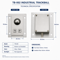 Souris en acier inoxydable TB-002 avec trackball |   Contrôleur HMI anti-vandalisme pour le contrôle d'accès, les équipements médicaux et les services en libre-service en extérieur