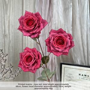 Decoración Floral para Sala de Estar, Flor Artificial de 3 Cabezas con Diseño K-Print, Rosa <span class=keywords><strong>Manta</strong></span> Impresa Moldeada por Inyección - Product Image 6