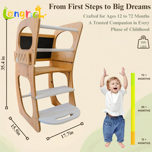 เก้าอี้ไม้แบบขั้นบันไดสำหรับเด็กหอหัดเดิน - Product Image 5