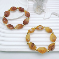 Bracelet en perles acryliques colorées CH-LAT1112, bracelet en perles rondes en cuivre plaqué or, bracelet extensible fait main, bijoux en résine pour femmes
