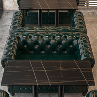 Banquette de restaurant moderne en cuir marron vintage Chesterfield capitonnée, ensemble de salle à manger, mobilier commercial