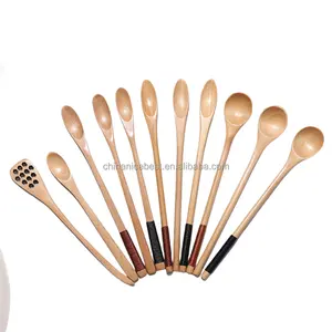 Wooden Long Handle Spoons for Coffee Tea Kitchen Stirring Cocktail Stirrer Mixing Honey Tasting Cooking Wood Teaspoon