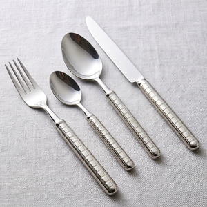 Ensemble de couverts modernes en acier inoxydable finition miroir, fourchette, cuillère, couteau à long manche, compatibles lave-vaisselle, pour la vaisselle de mariage - Product Image 1