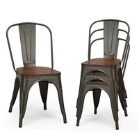 Chaises de salle à manger contemporaines pour hôtels et restaurants, finition mate noire et blanche, en acier Tolix empilable