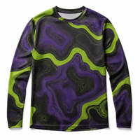 T-shirt en popeline à manches longues, imprimé 3D, 100% polyester, séchage rapide, col rond avec motifs, bandes néon, streetwear, automne, vente en gros, RTS, OEM, ODM