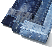 Tissu en denim jacquard bleu à couture horizontale, 80% coton, pour jeans, 10,5 oz, tissu en denim de haute qualité, vente en gros
