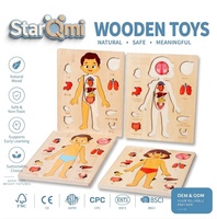 Puzzle en bois Montessori du corps humain, jouet éducatif d'anatomie, planche d'association des organes, activité préscolaire éducative, cadeau pour enfants