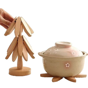 Alfombrilla decorativa de madera de haya, aislante del calor, salvamanteles creativo, antiescaldaduras, resistente a altas temperaturas, para ollas y tazas. - Product Image 2