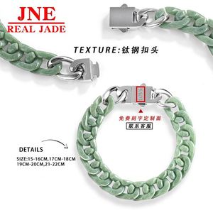 Bracciale a catena cubana con smeraldo naturale tipo A verde fagiolo, in acciaio al titanio, stile Hip Hop, per uomo e donna, alla moda - Product Image 4