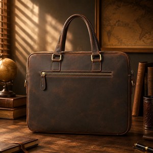 Porte-documents vintage en cuir Crazy Horse pour homme, sac de travail pour ordinateur portable 15,6 pouces, sac de voyage rustique pour affaires, sac messager de bureau - Product Image 3