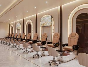 Design d'intérieur de salon de beauté de luxe, suite de salon de coiffure moderne, mobilier sur mesure, marbre, verre, or champagne, design clé en main pour spa - Product Image 6
