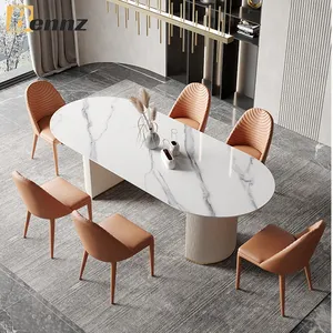 Lussuoso tavolo da pranzo rotondo da tavolo in pietra sinterizzata a 8 posti di alta qualità per soggiorno