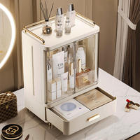 Armoire de rangement de luxe pour cosmétiques de bureau, grande capacité, anti-poussière, organisateur de soins de la peau avec tiroir