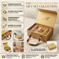 Ensemble d'emballages de luxe sur mesure pour soins de la peau en or, avec fermeture magnétique, boîte rigide pliable et insert