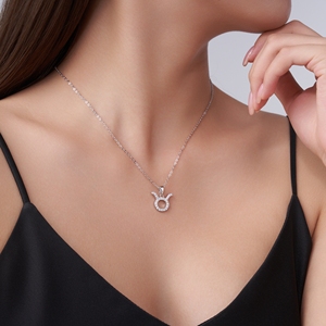 Collana con 12 Segni Zodiacali, Regalo per Donne, Accessori Toro, Gioielli Raffinati, Moissanite, Argento Sterling 925, Collana con Ciondolo in Pietra Preziosa - Product Image 3
