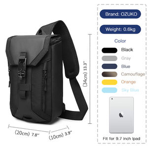 Ozuko-Sac à bandoulière de sport en polyester D9334, petit sac à bandoulière Unix carré unisexe pour hommes pour l'extérieur - Product Image 6