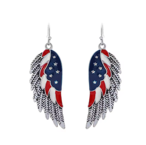 Anting-anting paduan logam berbentuk sayap malaikat bintang lima berhiaskan batu permata imitasi, lucu, untuk Hari Kemerdekaan 4 Juli, Natal, dan pesta liburan. - Product Image 1