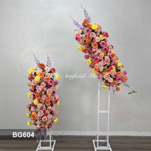 Decoración Floral DKB para Bodas, Accesorios Artificiales en Color Rosa y Amarillo, Hilera de Flores para Fondo, Decoración Floral - Product Image 3