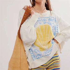 Sweat-shirt à col rond personnalisé pour femmes fournisseur de gros sweat-shirt à manches longues imprimé surdimensionné sweat-shirt de mode décontracté - Product Image 1
