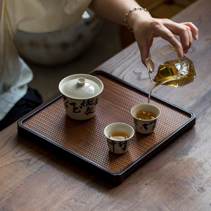 Bamboo Woven Rectangular <b>Tea</b> <b>Tray</b> Heat Resisting Surface For Kung Fu <b>Tea</b> Serving Household Use - Product Image 2