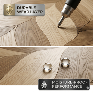 <span class=keywords><strong>Parquet</strong></span> en chêne blanc d'ingénierie à motifs irréguliers, design feuille et vague, système de pose à clipser, qualité supérieure, <span class=keywords><strong>prix</strong></span> VIP, idéal pour salon et villa - Product Image 4