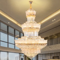 Luxueux grand escalier en colimaçon lumière lustre en cristal post-moderne pour salon avec installation de projet gratuite