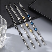 Bracelet chaîne cubaine en acier inoxydable pour hommes, 205 mm x 8 mm, plaqué or, style mode, vente en gros