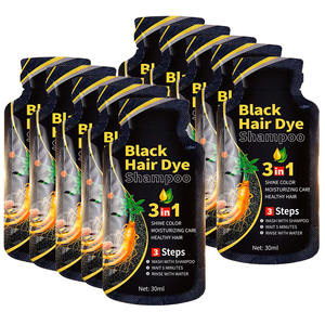 شامبو صبغة الشعر الأسود بعلامة تجارية خاصة، تصنيع حسب الطلب، شامبو عشبي 3 في 1 لتلوين الشعر الفوري وغطاء الشعر الرمادي والأبيض للرجال والنساء - Product Image 2