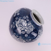 Cantik Cina biru dan putih pola bunga Peony untuk dekorasi rumah vas keramik