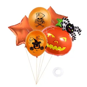 6pcs Halloween Foil Balloons Kits Pumpkin Spider Cat Ghost Bat Inflatable Balloons Festival Supplies For Home Decoracion