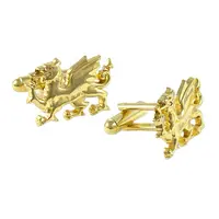 Gemelos de dragón personalizados, diseño 3D de oro blanco