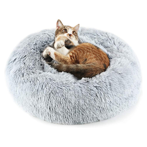 2024 Fashion Comfortable Washable Solid Fiber Plush Luxury Round Soft <b>Dog</b> Cat Fluffy Pet <b>Bed</b> for Indoor Cats - Product Image 2