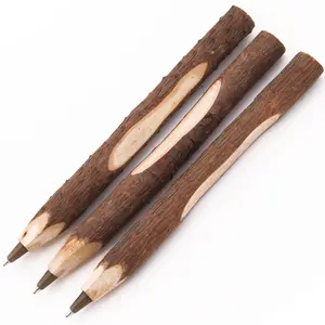 나무 나뭇 가지 연필, 로고가있는 천연 나무 HB 리드 연필 또는 선물 또는 판촉 볼펜 용 웹 사이트 인쇄