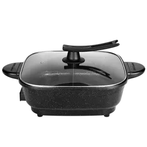 Manufacturer Square Electric Hot Pot Cooker Double-flavor Non-stick Coating Multifunction Soup Hot Pot 6 Liter Capacity