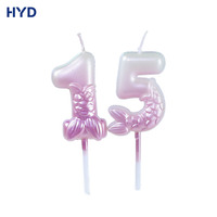 Velas de Cumpleaños con Forma de Cola de Sirena, Hechas a Mano, sin Humo, con Acabado Metálico y Color Degradado, para Decoración de Pasteles, 2026, FDA/FCM/ROHS