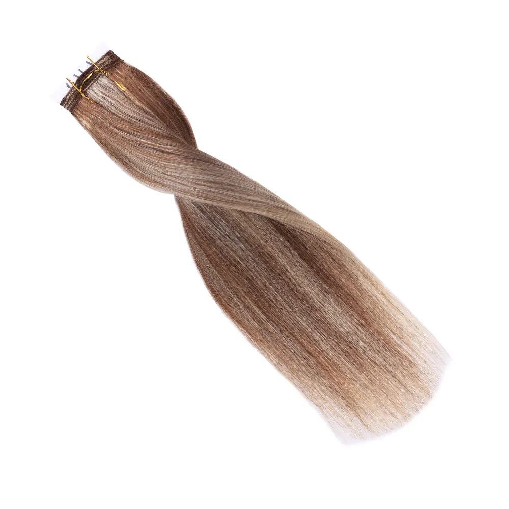 卸売ブロンドロシアのヘアエクステンションバージンレミー二重描画人毛横糸織り