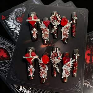 เปิดตัวสินค้าใหม่ เล็บปลอมสไตล์พังก์ Hello Kitty ลาย Y2K ประดับหมุด ดีไซน์ทรงสติลเลตโต้ ลายผีเสื้อ ติดง่าย - Product Image 6