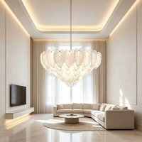 Lustre suspendu LED moderne en fer doré avec feuilles de cristal, taille moyenne, compatible AC, éclairage domestique à intensité variable