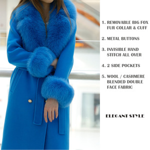 Abbigliamento donna lusso Cashmere cappotto <span class=keywords><strong>in</strong></span> lana con collo di pelliccia di volpe di lusso da donna <span class=keywords><strong>inverno</strong></span> lunghi cappotti invernali - Product Image 5