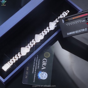 Sterling Silver Gold Plated <b>Cuban</b> <b>Link</b> <b>Bracelet</b> VVS Moissanite Diamond for <b>Men</b>/Women Hip Hop Life Style Jewelry Design - Product Image 2